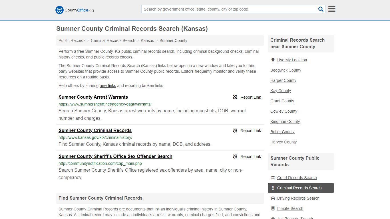 Criminal Records Search - Sumner County, KS (Arrests, Jails & Most ...